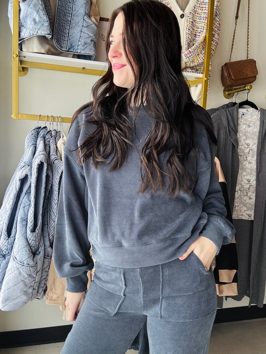 Denim Corduroy Pullover