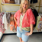 Neon Peach Crochet Cardigan