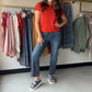 Embroidered Hem Kick Denim