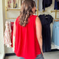 Vibrant Red Ruffle Neck Tank