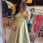 Pistachio Floral Appliqué Maxi Dress