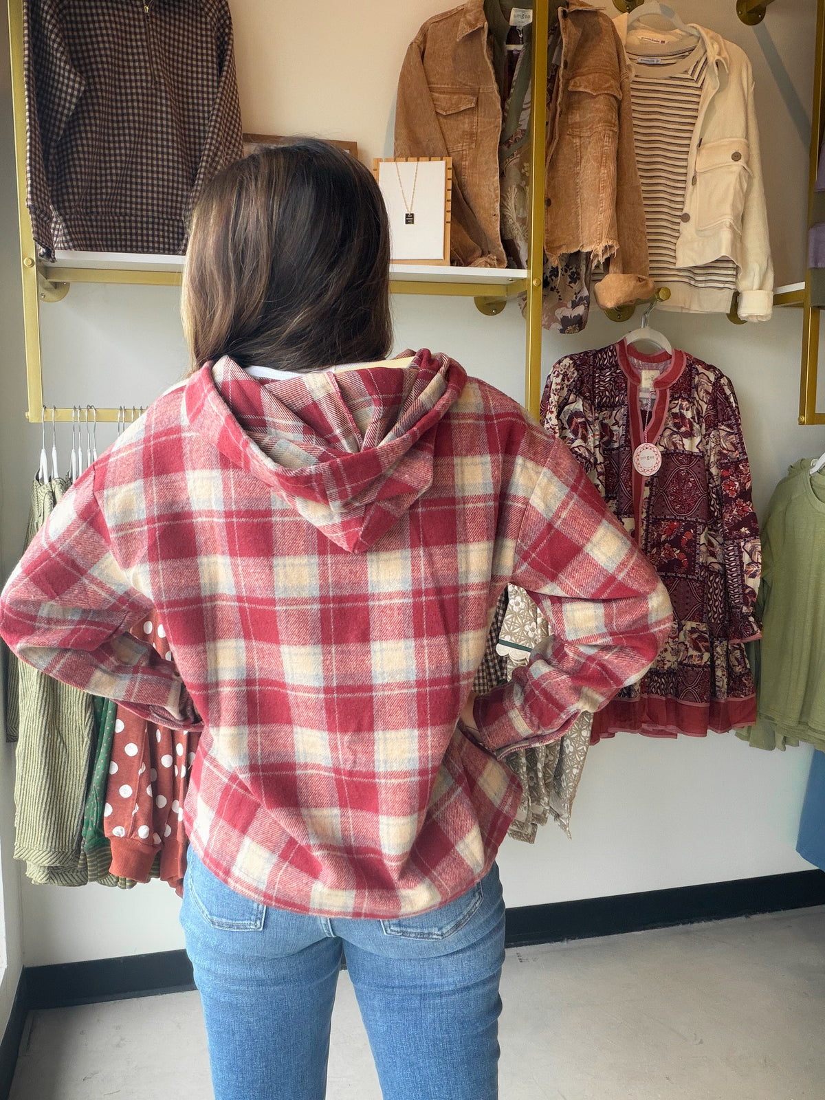 Red Brick Flannel Hoodie