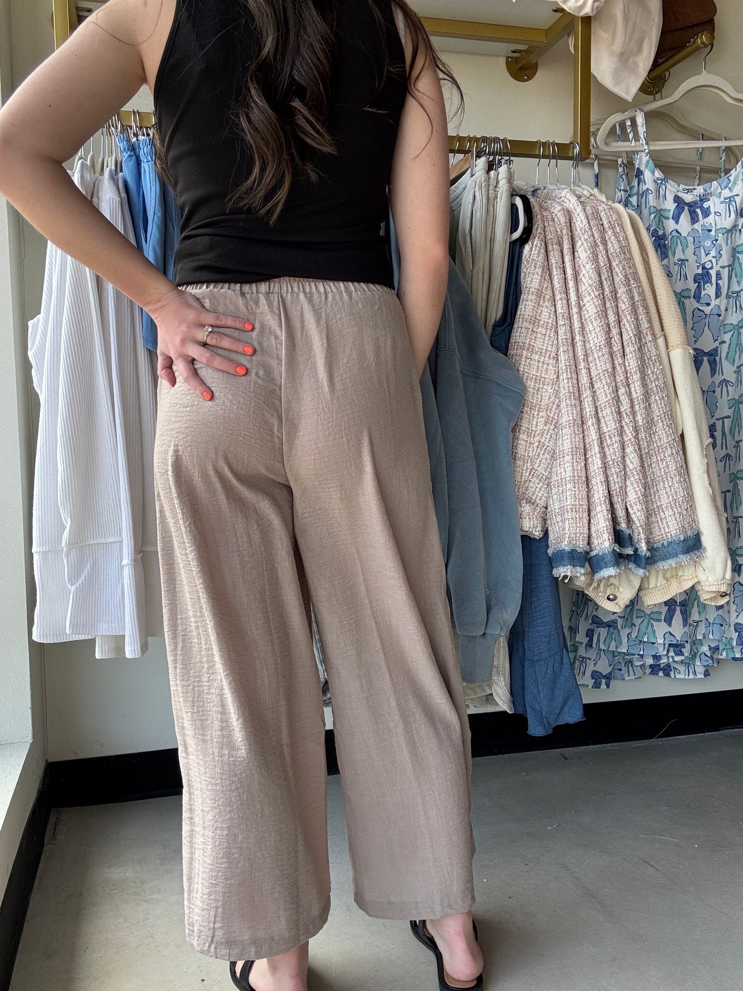 Mocha Woven Wide Leg Pants