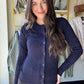 Navy Button Up Cable Knit Cardigan