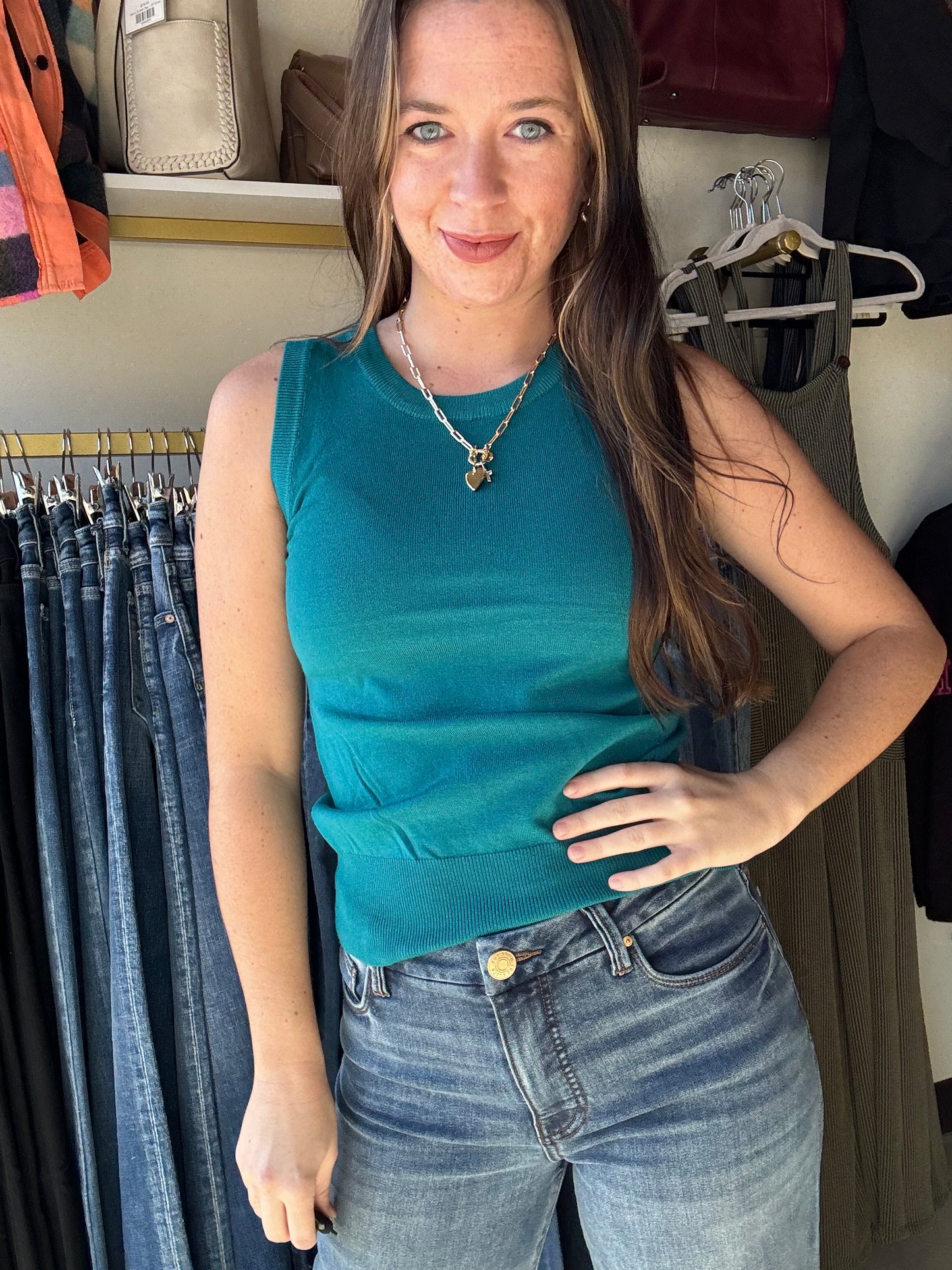 Turquoise Sleeveless Sweater