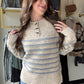 Oatmeal & Blue Pin-Tuck Sweater