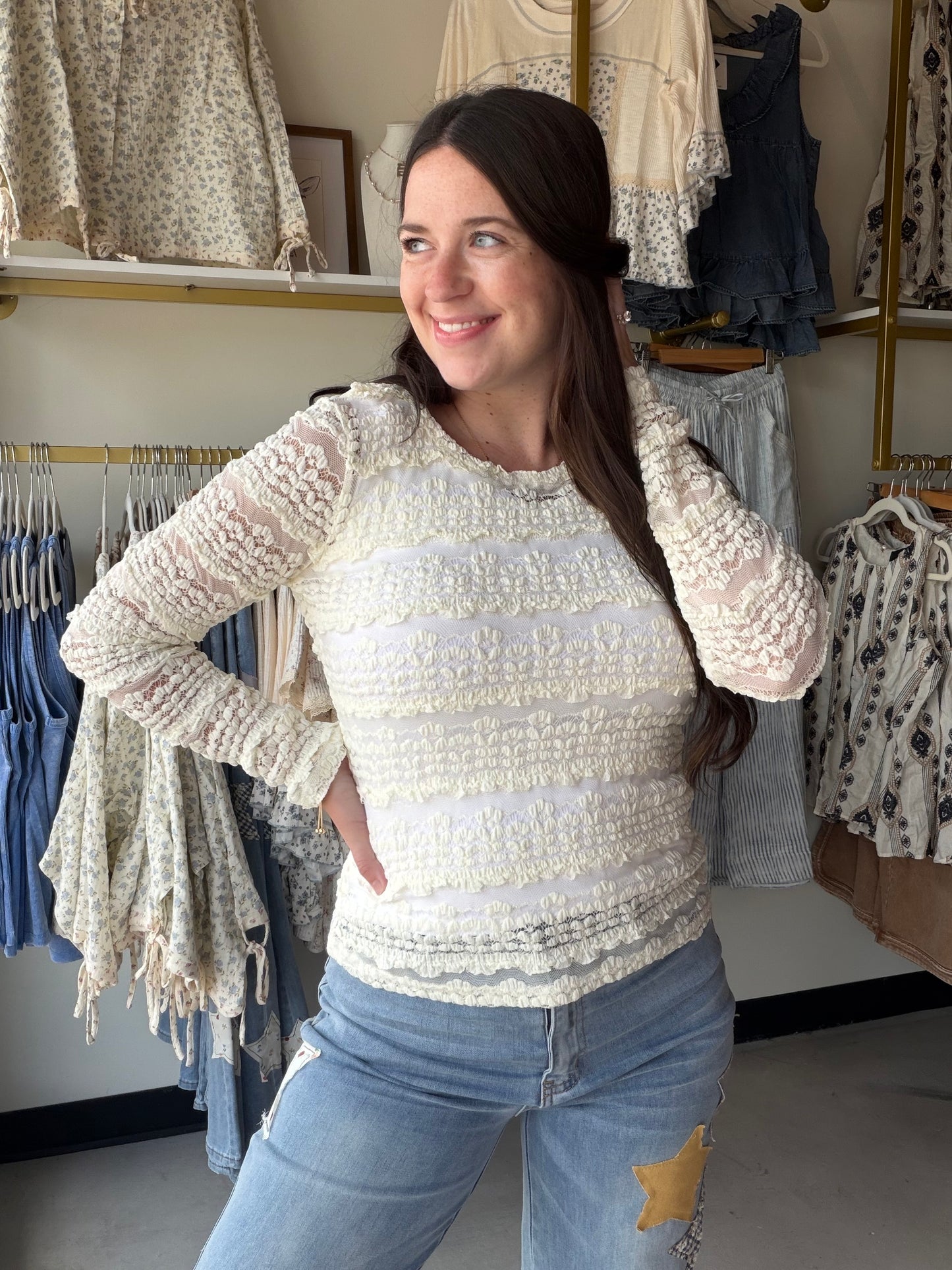 Ruffle Flower Lace Top