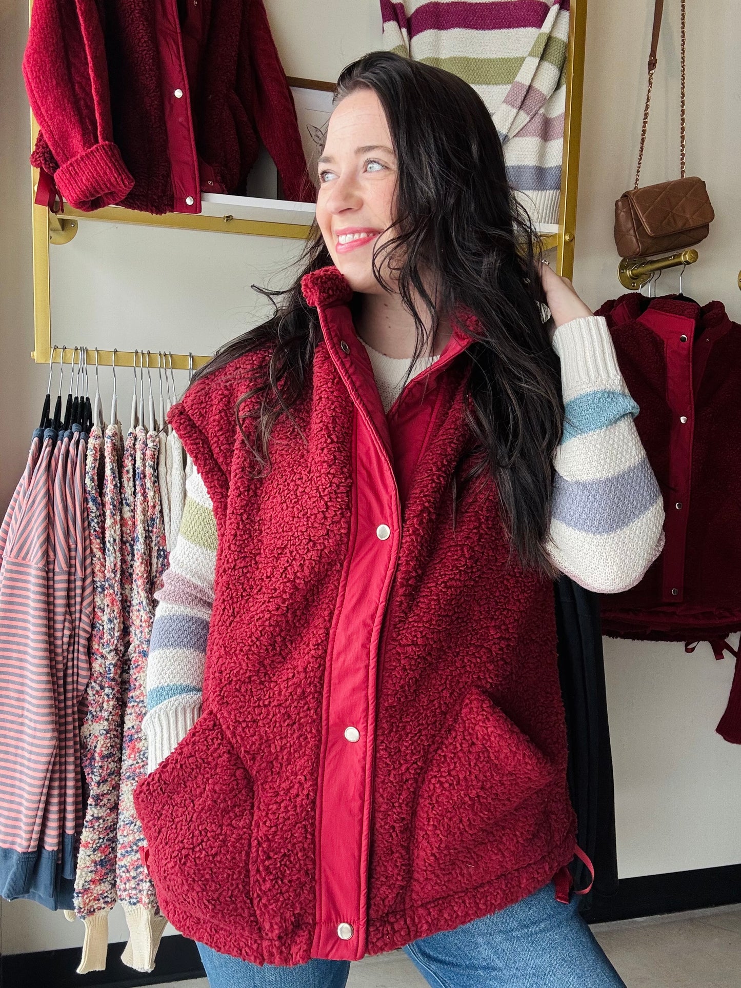 Wine Linden Sherpa Vest