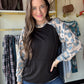 Leopard Sleeve Contrast Top