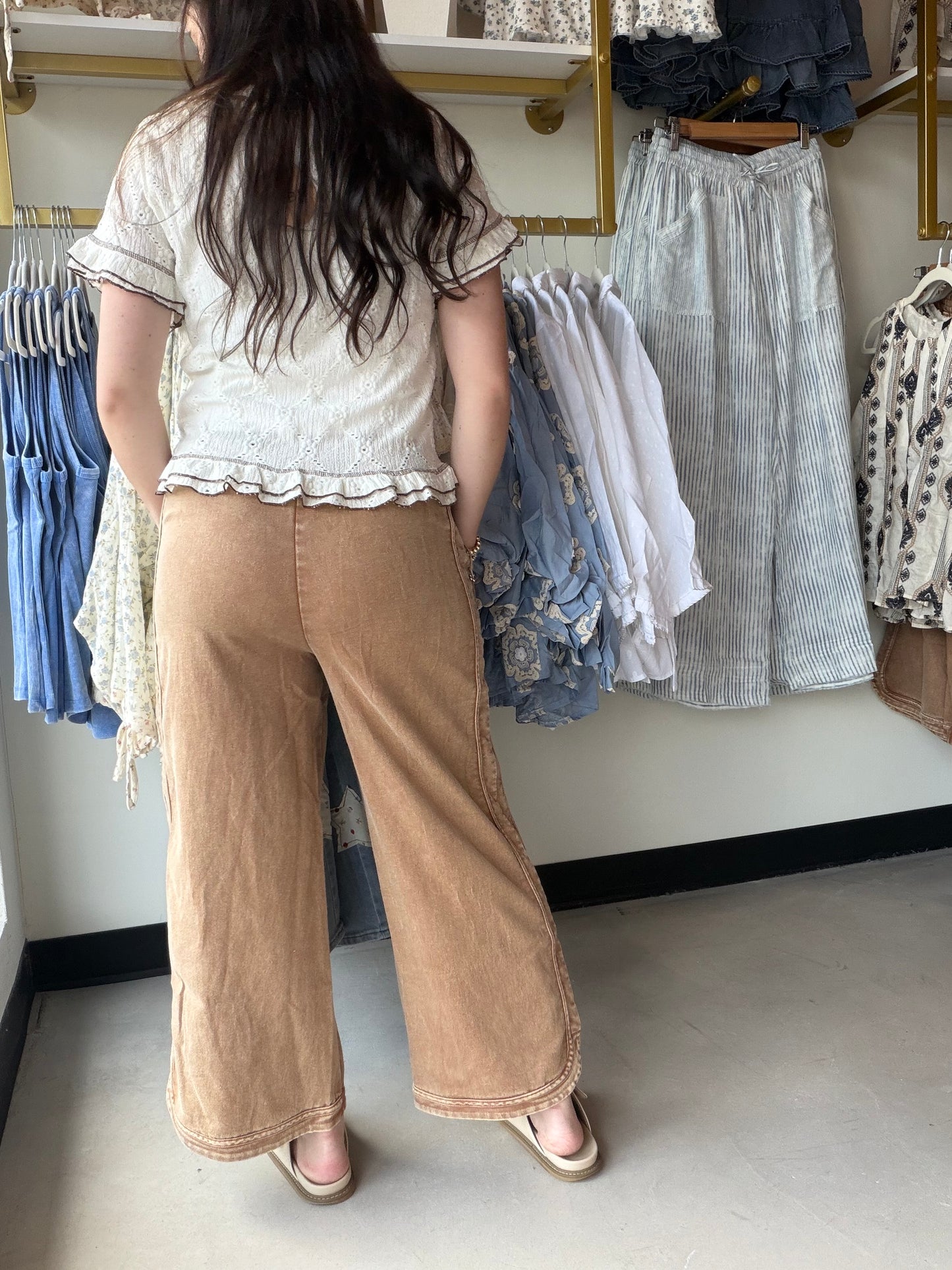 Latte Mineral Wash Drawstring Pants