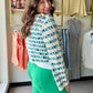 Blue Scalloped Crochet Cardigan