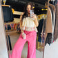 Boho Red Terry Knit Pants