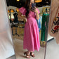 Pink Eyelet Puff Sleeve Dress