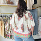 Ecru Paisley Border Trim Boho Top