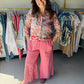 Boho Red Terry Knit Pants