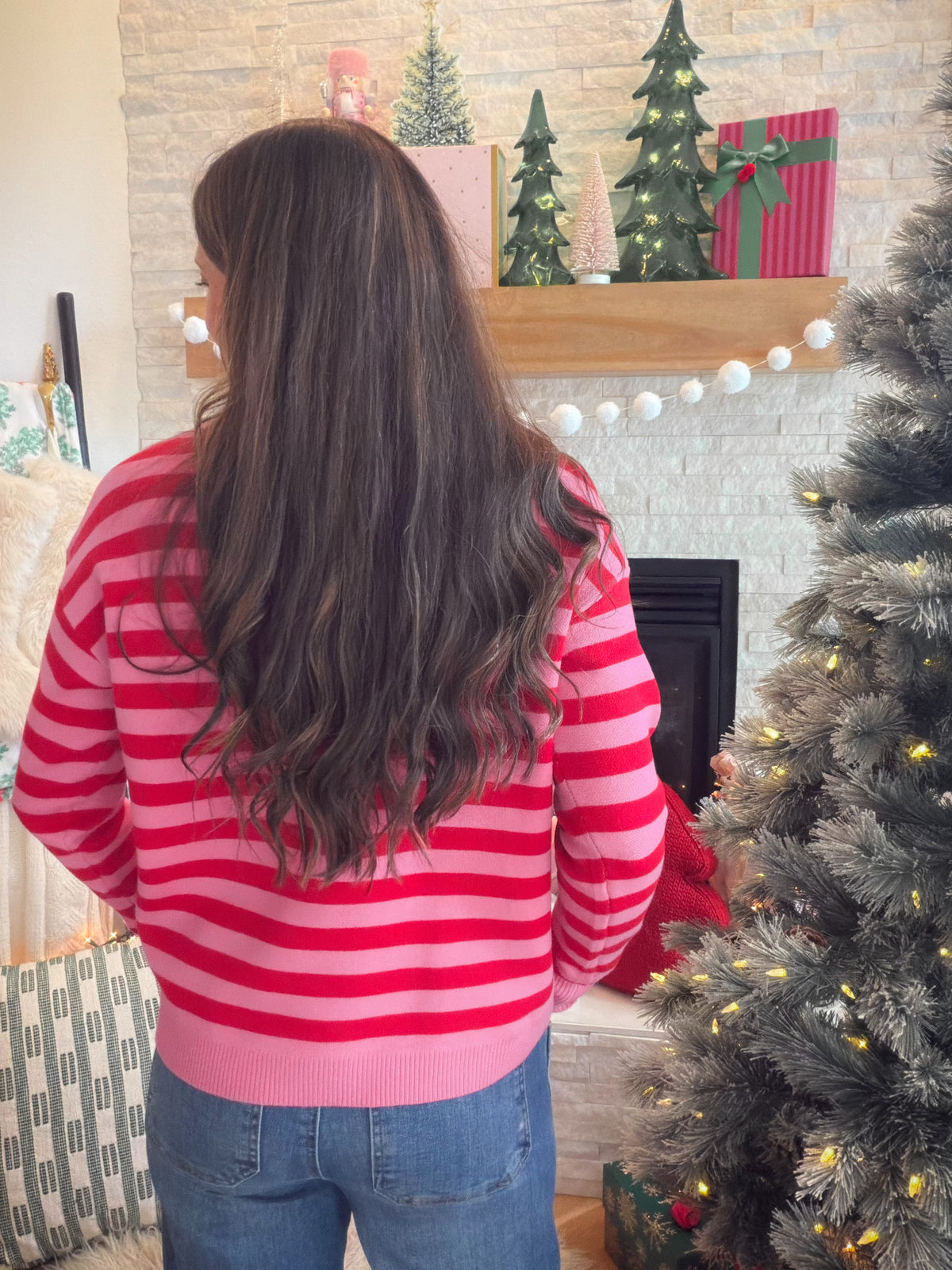 Pink Stripe Jacquard Merry Sweater