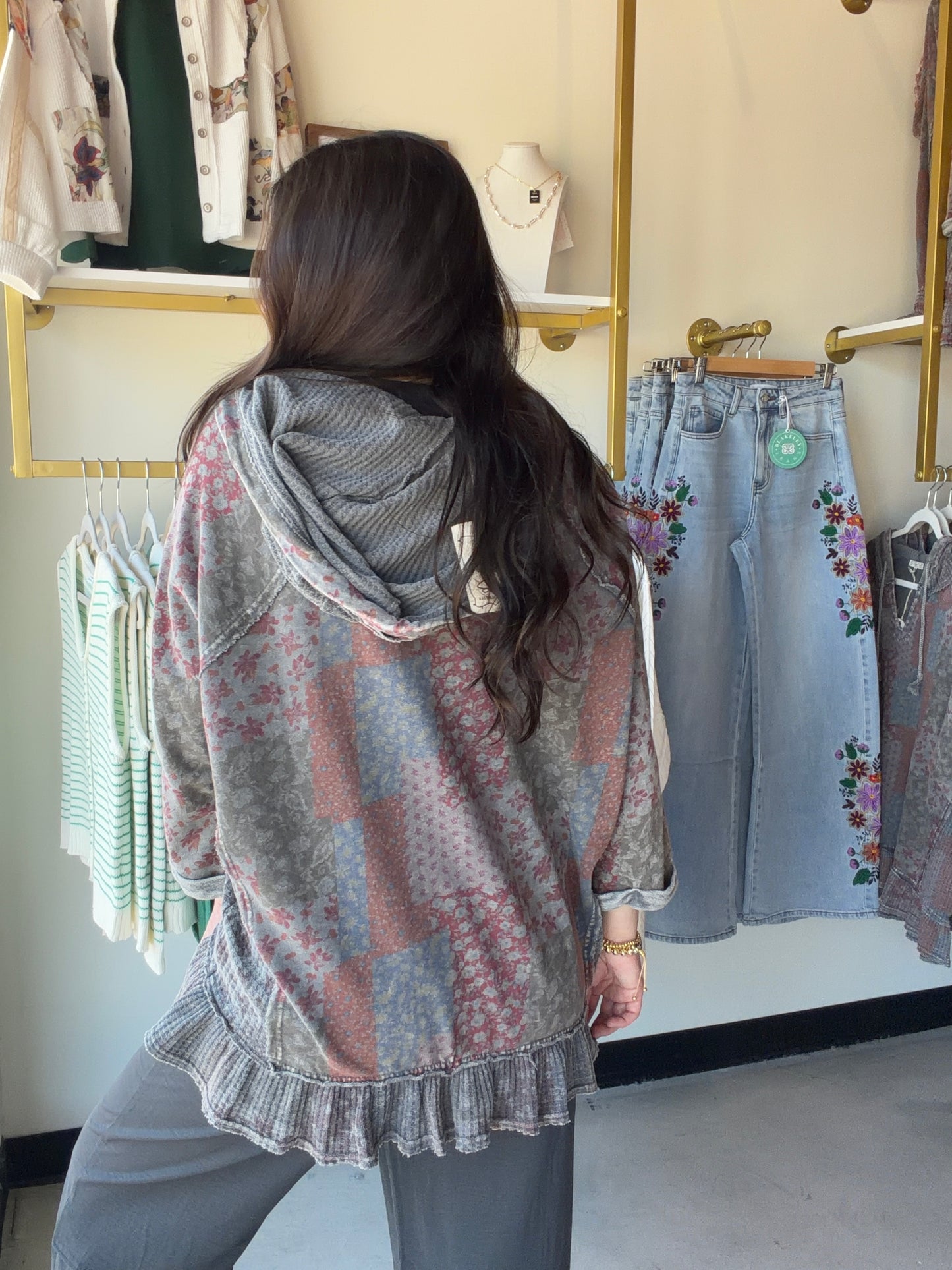 Ash Patchwork Print Hoodie