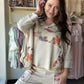 Floral Mix Waffle V Neck