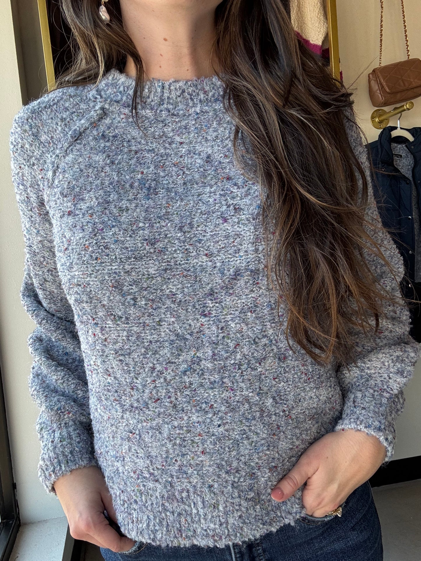 Marine Boucle Crewneck Sweater