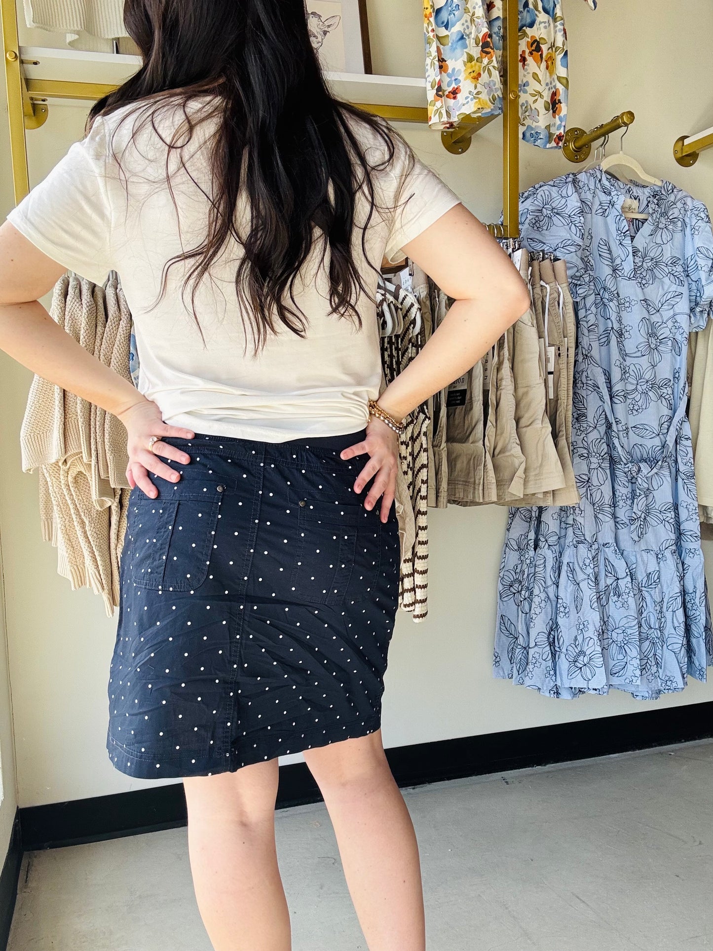 Sharon Navy Dots Skort