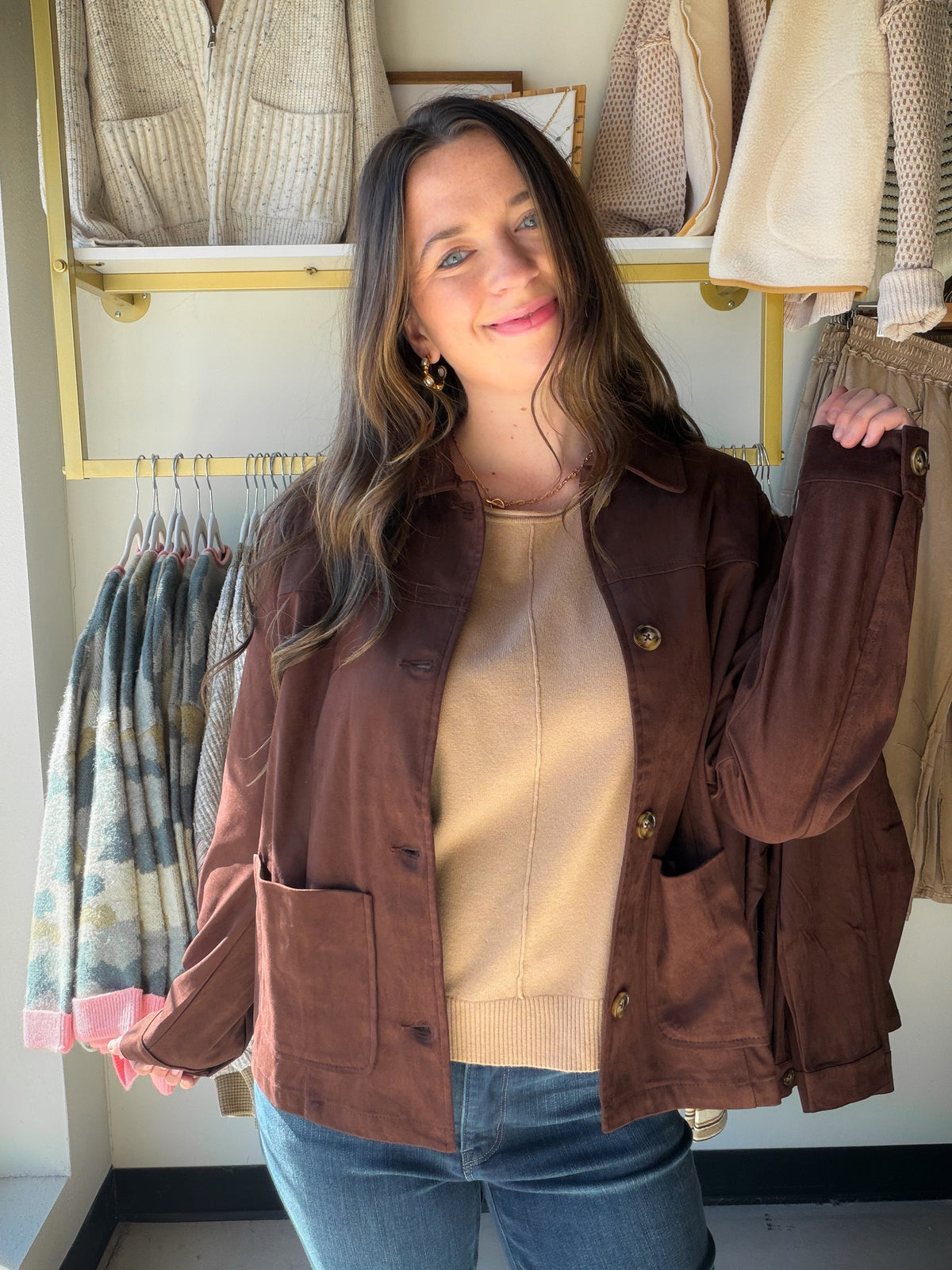 Taupe Round Neck Pullover