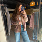 Mixed Plaid Woven Button Up