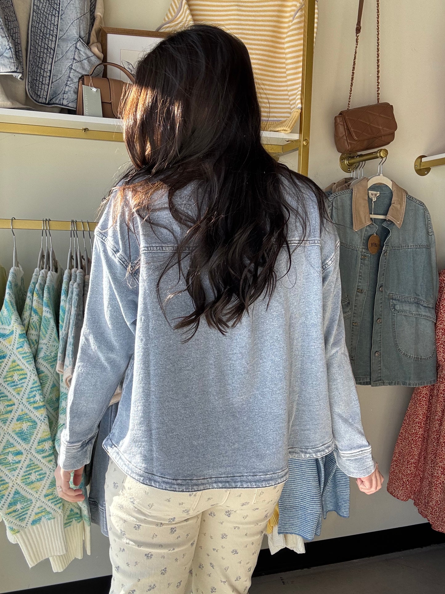 Light Denim Garment Dyed Shacket