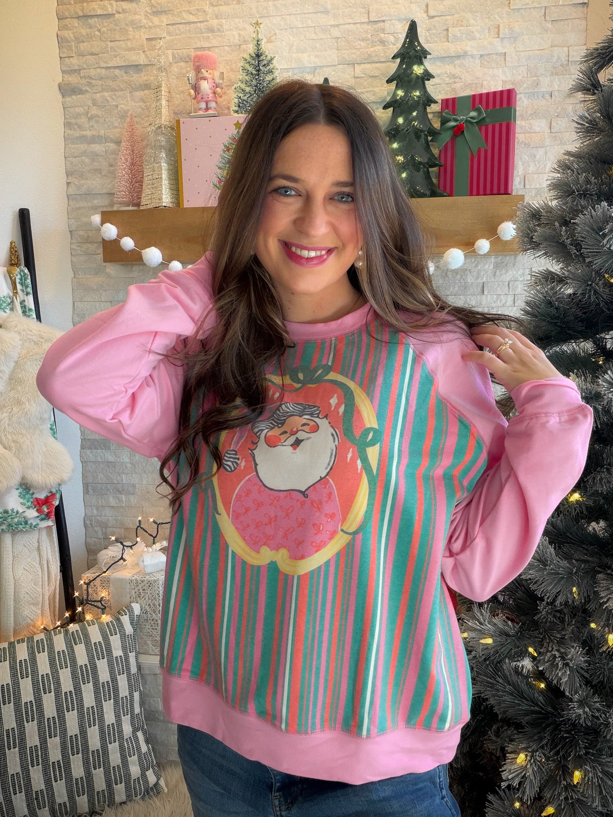 Jolly Santa Pink Crewneck