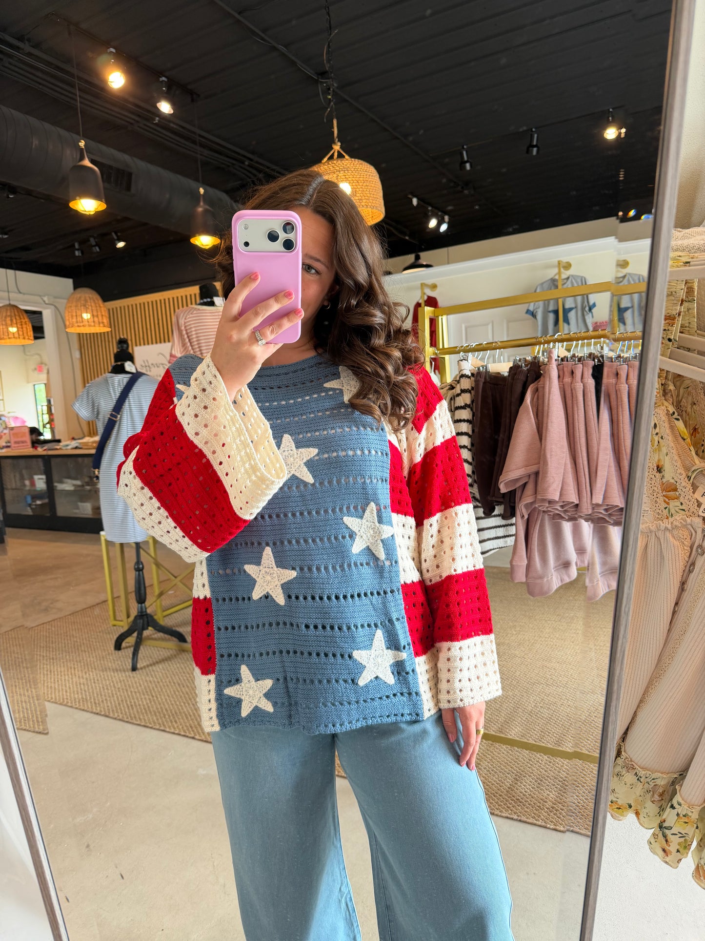Stars & Stripes Crochet Sweater
