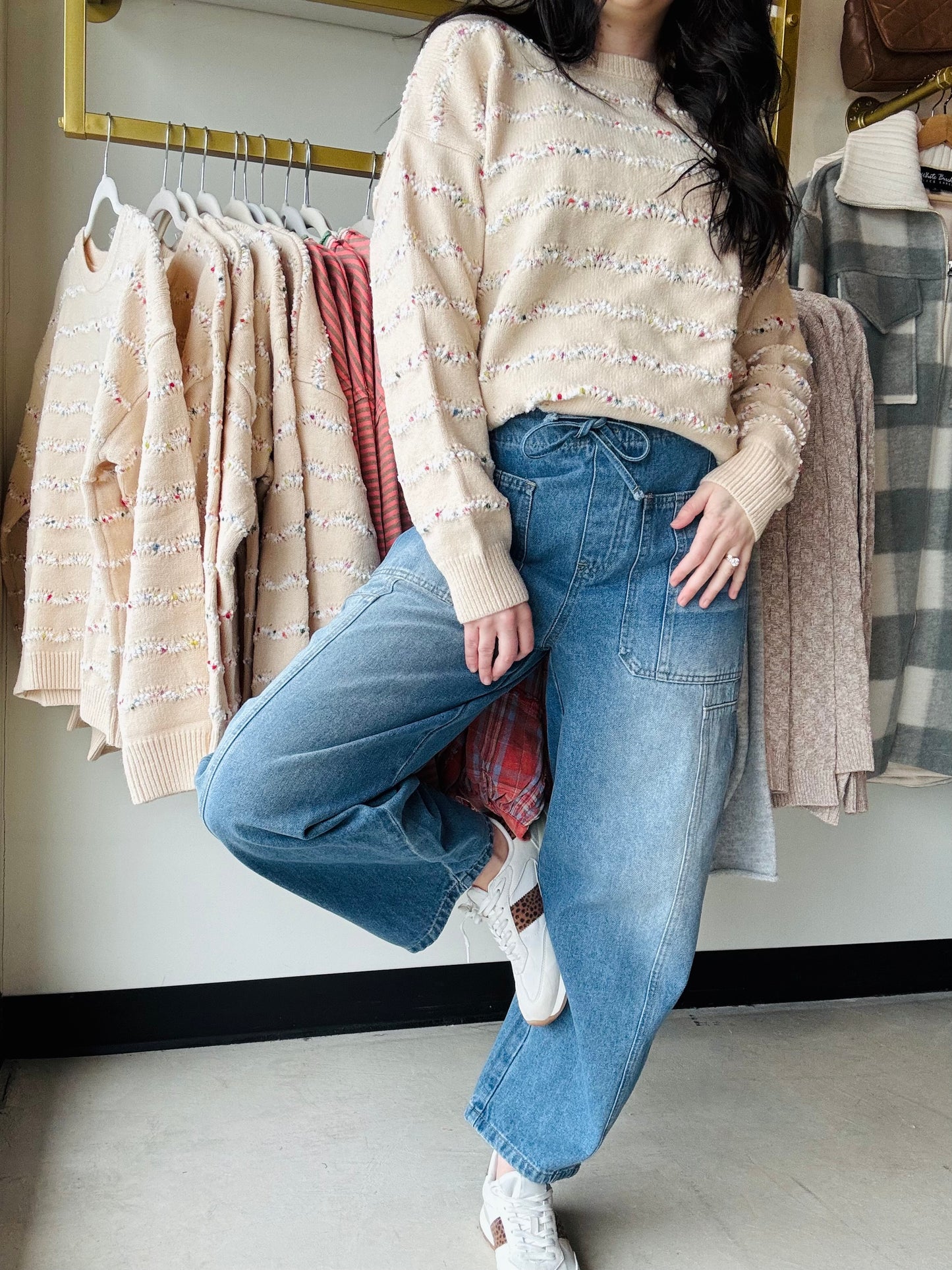 Washed Denim Barrel Jeans