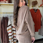 Khaki V Neck Corduroy Top