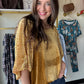 Golden Velvet Balloon Sleeve Top