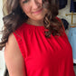 Vibrant Red Ruffle Neck Tank