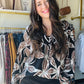 Black & Mocha Floral Blouse
