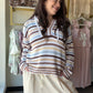Brown Stripe Crochet Sweater Hoodie