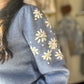 Frost Blue Floral Embellished Sweater