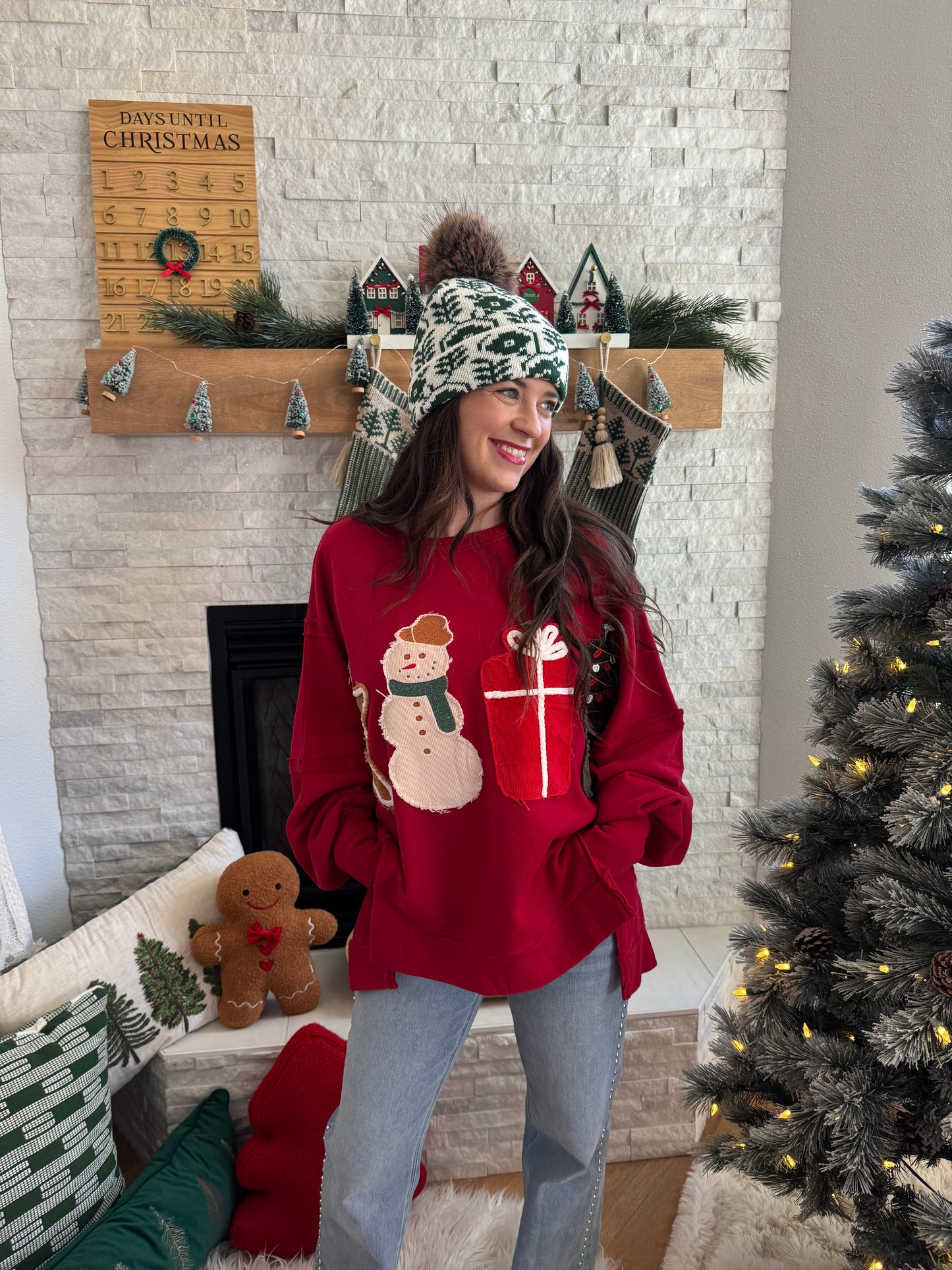 Crimson Holiday Patch Sweatshirt