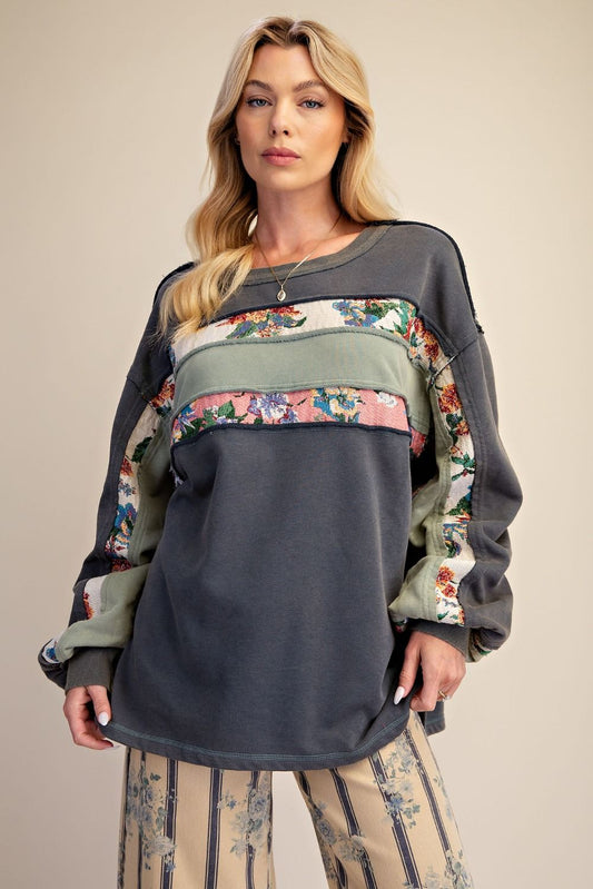 Jacquard Stripe Pullover - Ash Navy