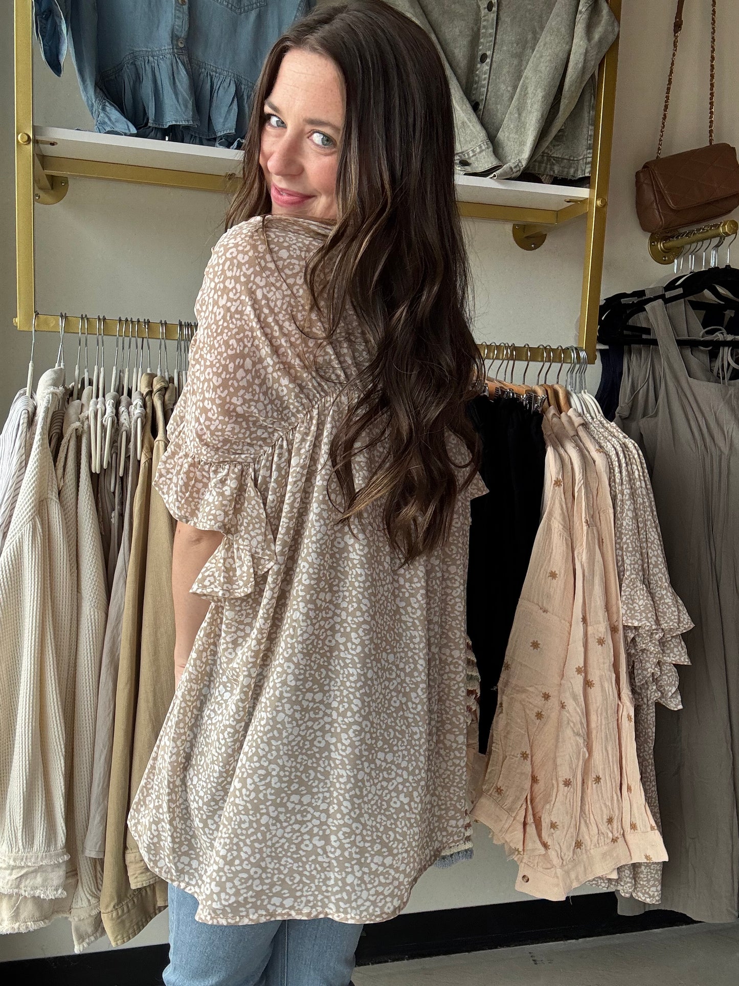 Sand Leopard Woven Tunic
