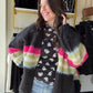Black Vibrant Stripe Sweater Cardi