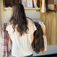 Natural Ribbed V Neck Tee