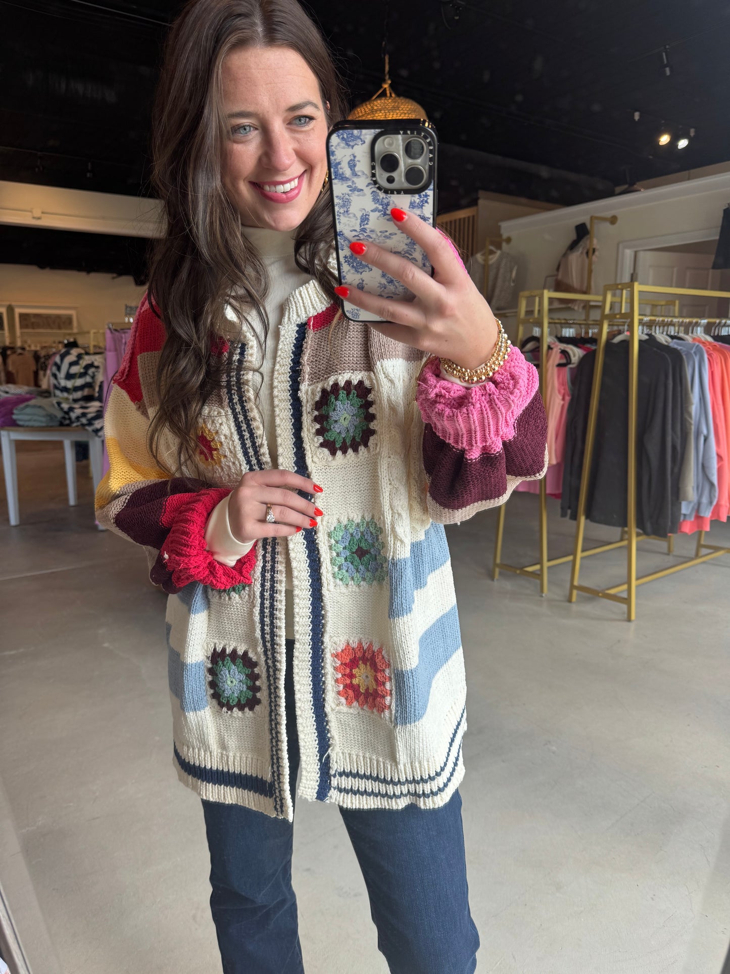 Ivory Multi Crochet Sweater