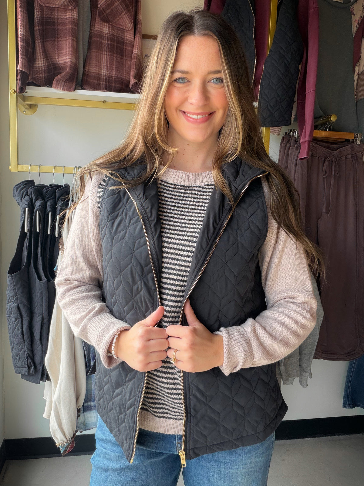 Black Striped Accent Sweater