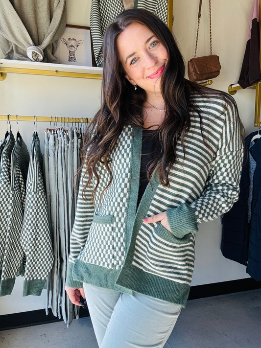 Dark Sage Asymmetrical Cardigan