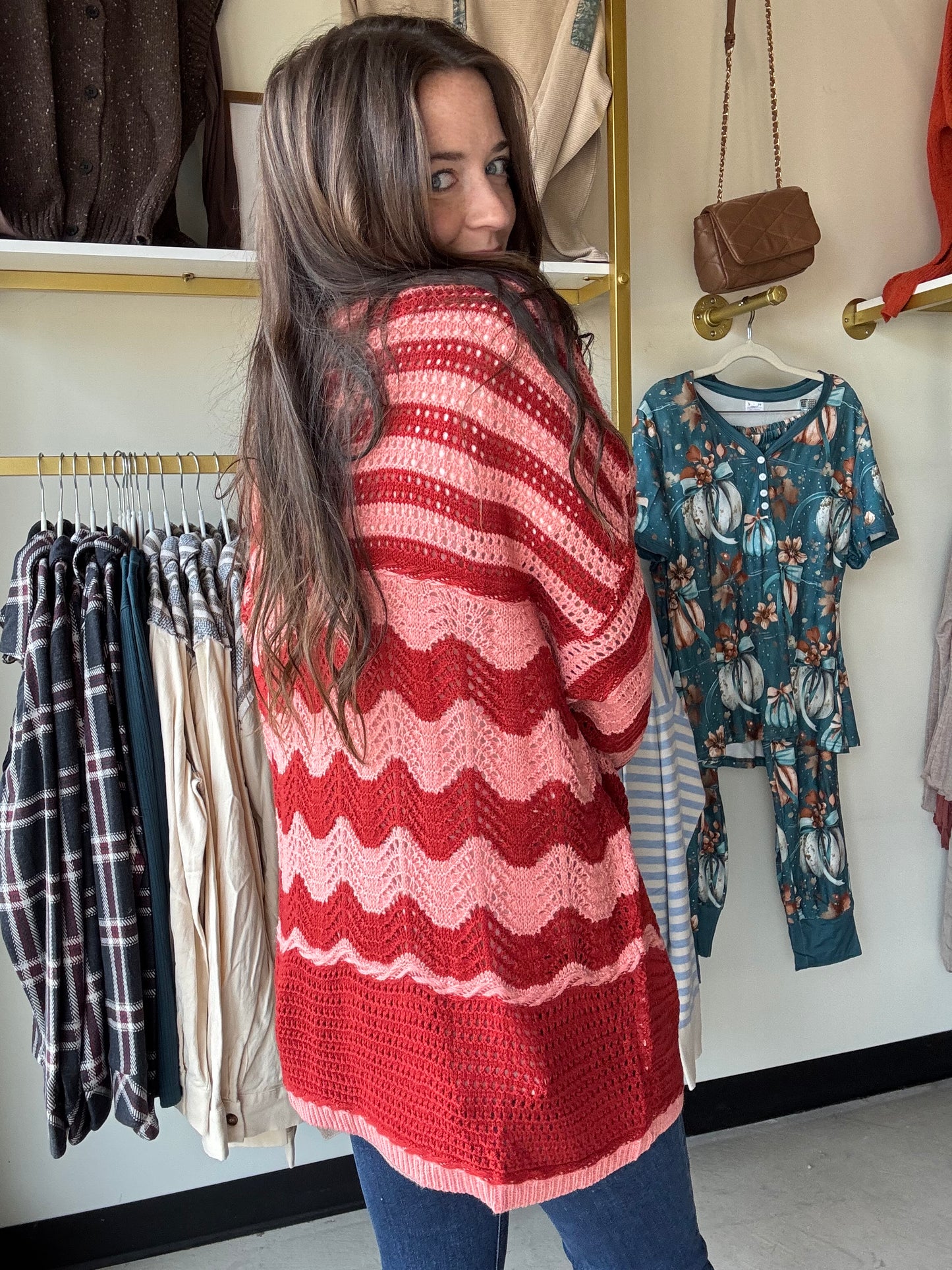 Wine Two Tone Cardigan