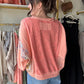 Coral Floral Contrast Top