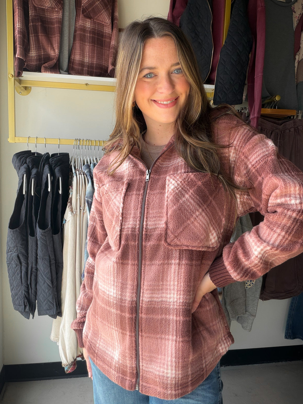Mauve Plaid Holland Jacket