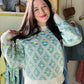 Teal Lemon Diamond Knit Sweater