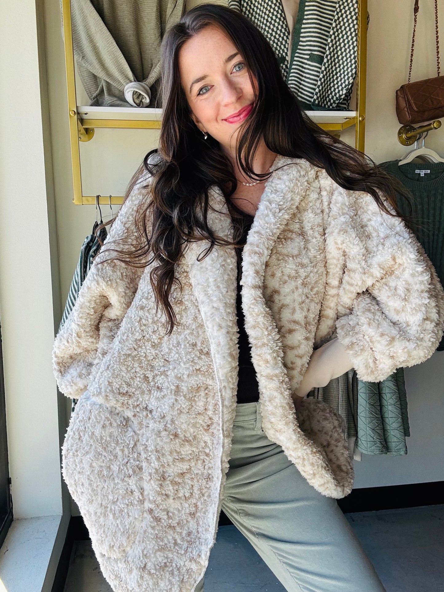 Snow Leopard Sherpa Hoodie