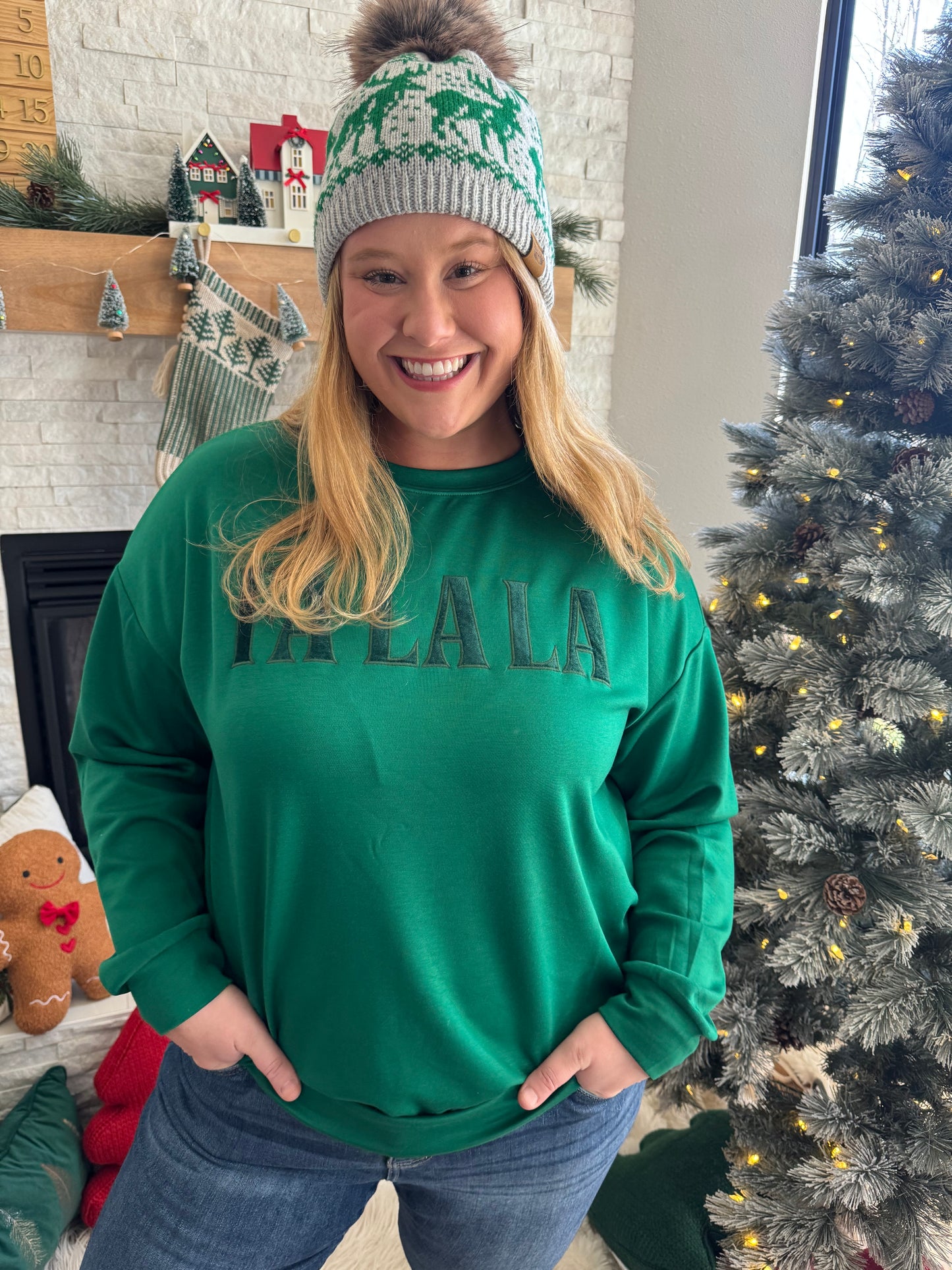 Green Fa La La Luxe Pullover